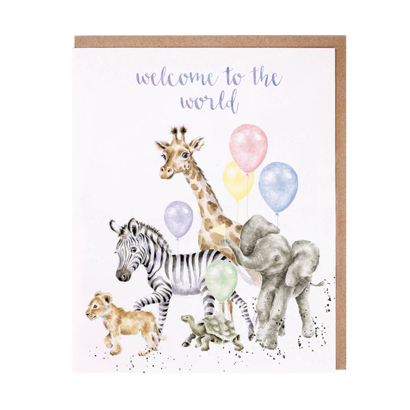 Wrendale Designs by Hannah Dale 'Welcome To The World' New Baby Card - Wild Animals