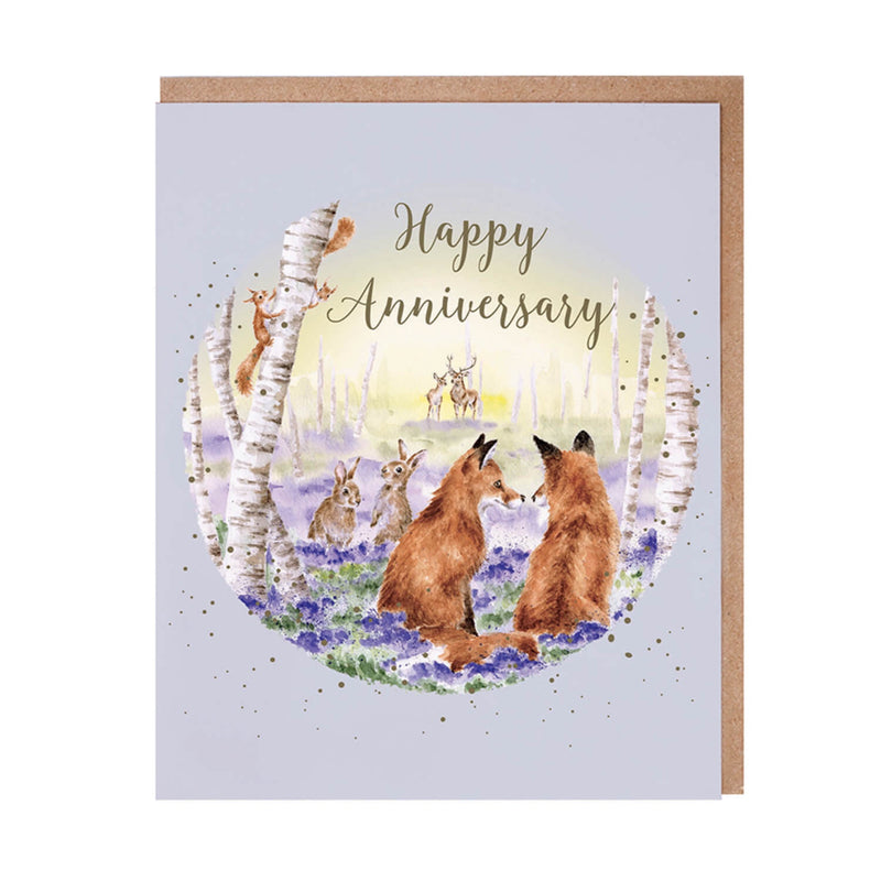 Wrendale Designs by Hannah Dale 'Bluebell Woods' Anniversary Card - Woodland Animals