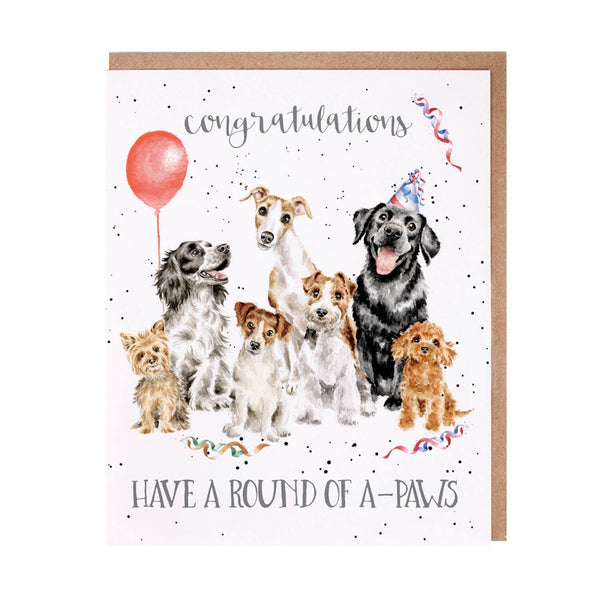 Wrendale Designs by Hannah Dale 'Round of A-Paws' Congratulations Card - Dog