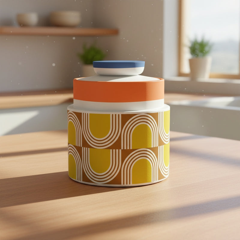 Orla Kiely 12cm Aura Storage Jar - Orange