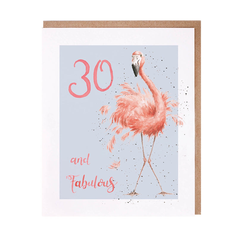 Wrendale Designs by Hannah Dale 30 And Fabulous Card - Flamingo