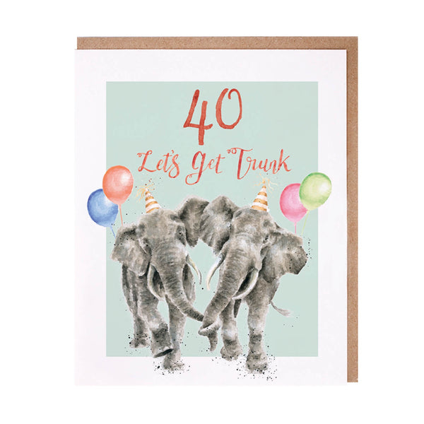 Wrendale Designs by Hannah Dale 40 Lets Get Trunk Card - Elephant