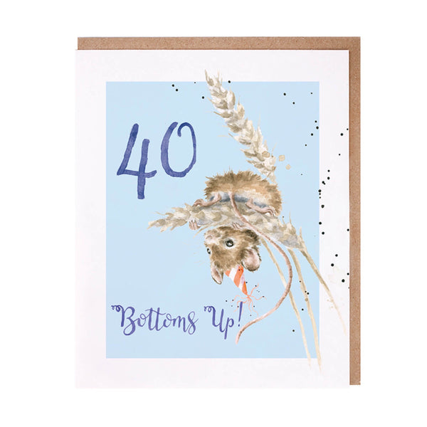 Wrendale Designs by Hannah Dale 40 Bottoms Up! Card - Mouse