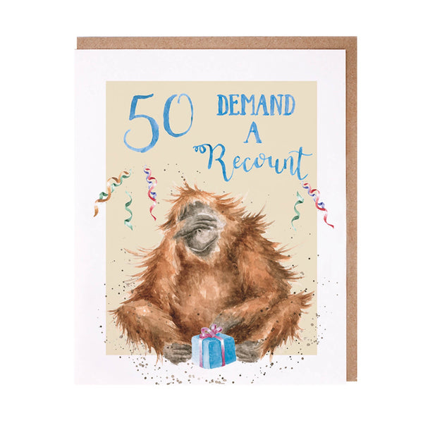 Wrendale Designs by Hannah Dale 50 Demand a Recount Card - Orangutan