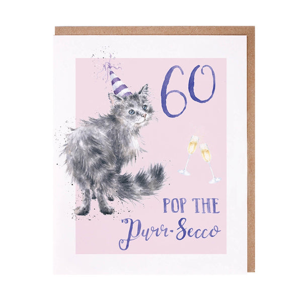 Wrendale Designs by Hannah Dale 60 Pop The Purr-Seco Card - Cat