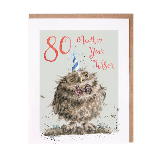 Wrendale Designs by Hannah Dale 80 Another Year Wiser Card - Owl