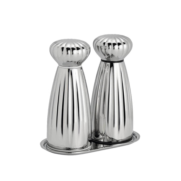 Robert Welch Palm Small Stainless Steel Salt & Pepper Mills With Tray - Bright