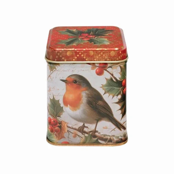 Elite Tins Small Square Tin - Christmas Robin