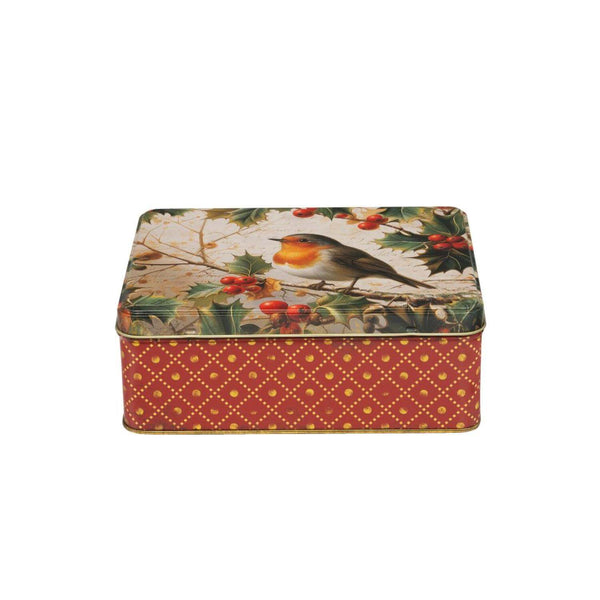 Christmas Deep Rectangular Tin - Robin