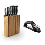Robert Welch Professional Oak Book 7-Piece Knife Block Set & Signature Black Handheld Sharpener