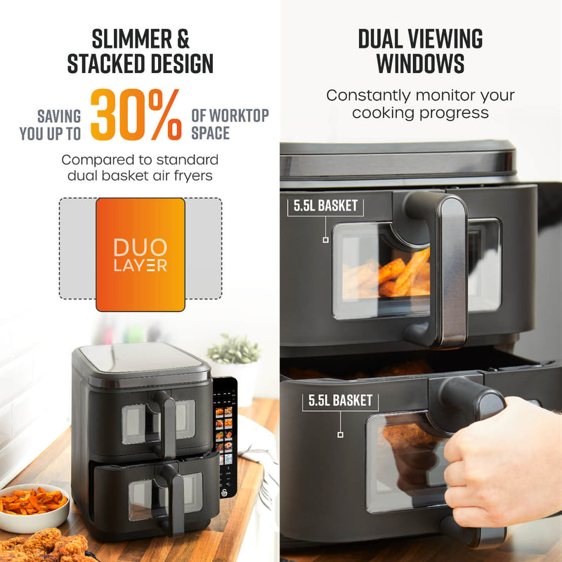 Swan SD10522 Cyclone Duo Layer 11-Litre Air Fryer - Black