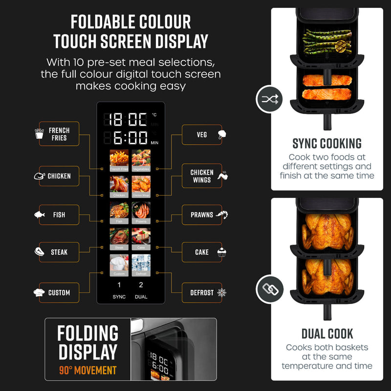 Swan SD10522 Cyclone Duo Layer 11-Litre Air Fryer - Black