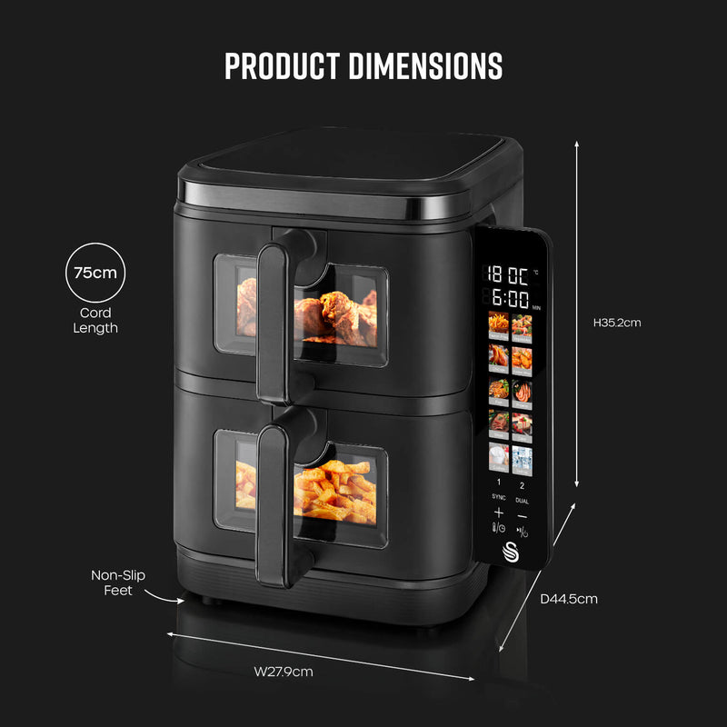Swan SD10522 Cyclone Duo Layer 11-Litre Air Fryer - Black