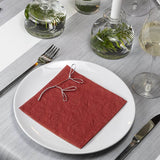 Stow Green Christmas Mistletoe Red Embossed Paper Napkins - Pack of 16