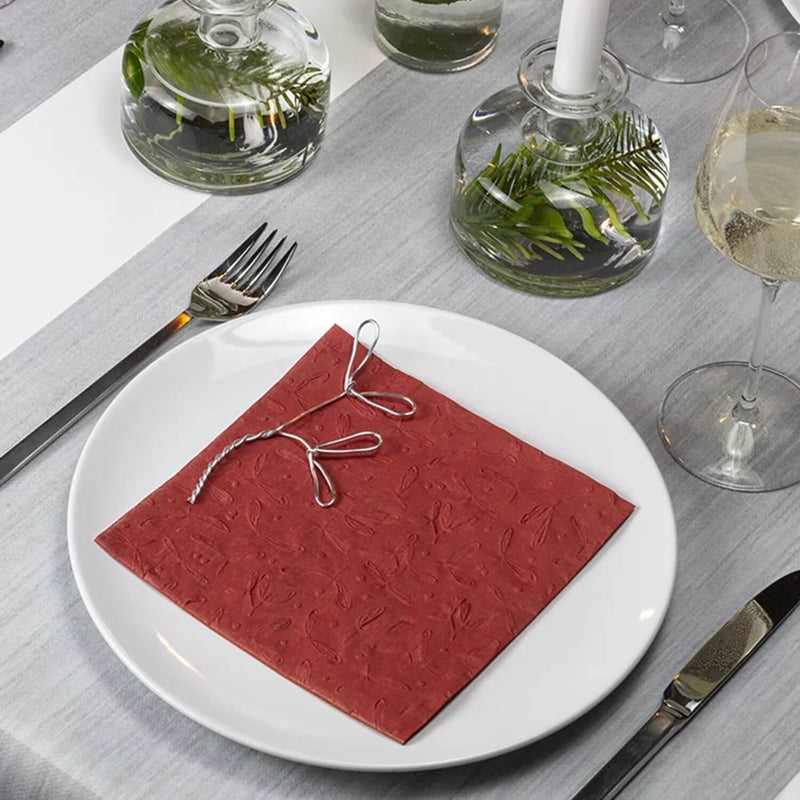 Stow Green Christmas Mistletoe Red Embossed Paper Napkins - Pack of 16