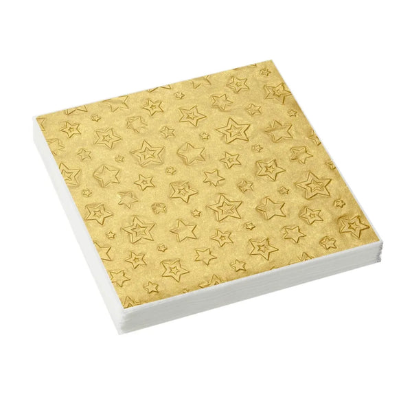 Stow Green Christmas Gold Stars Embossed Paper Napkins - Pack of 16