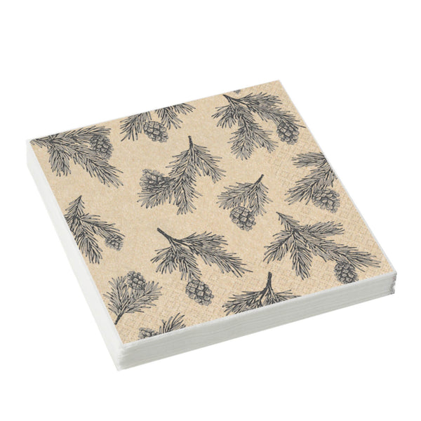 Stow Green 3-Ply Pack Of 20 Napkins - Pine Cones