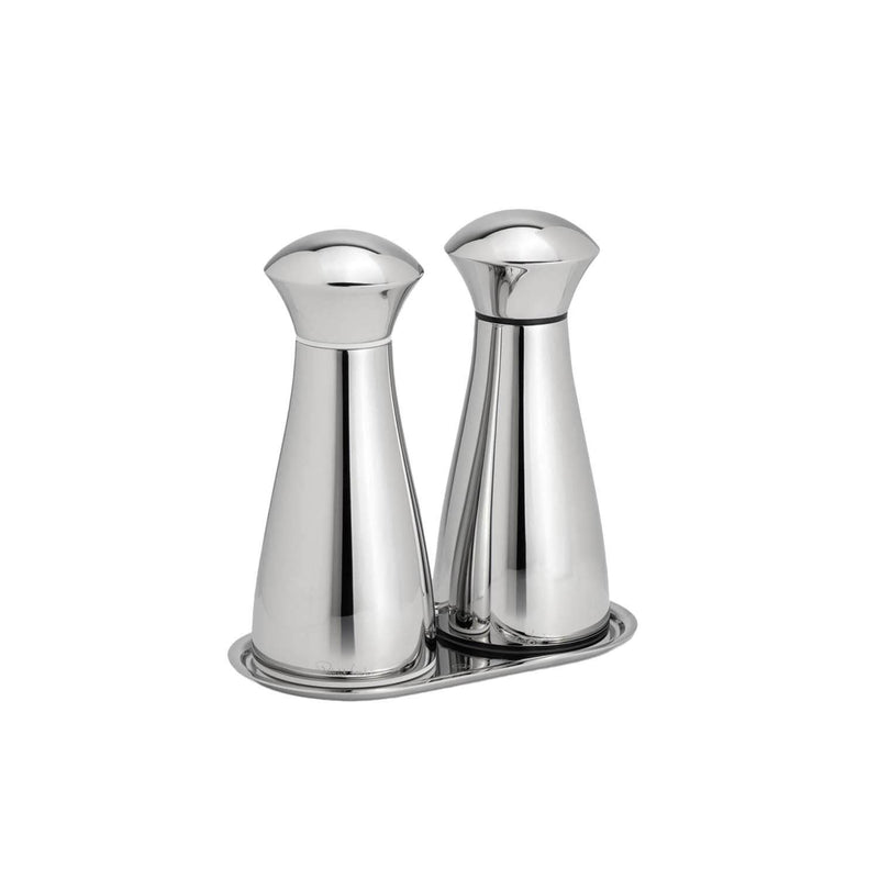 Robert Welch Signature Small Stainless Steel Salt & Pepper Mill Set With Tray - Bright