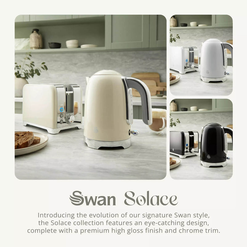 Swan Solace 1.7 Litre Stainless Steel Jug Kettle - Gloss Cream