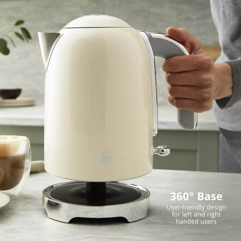 Swan Solace 1.7 Litre Stainless Steel Jug Kettle - Gloss Cream