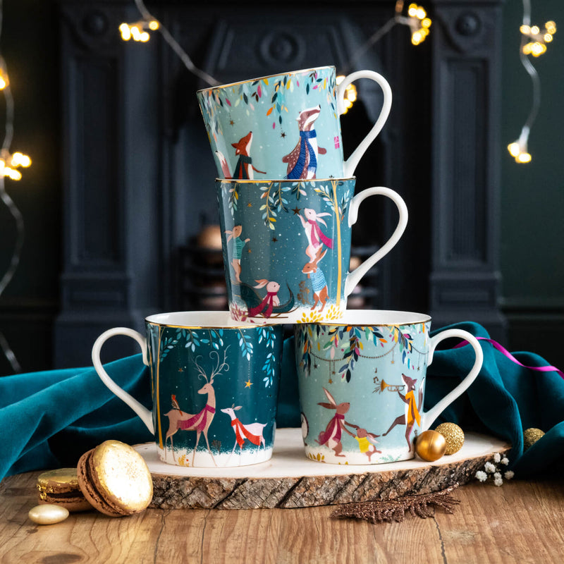Sara Miller London Woodland Tales 340ml Mugs - Set Of 4