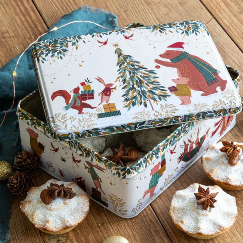 Sara Miller Christmas Deep Rectangular Tin - Woodland Tales