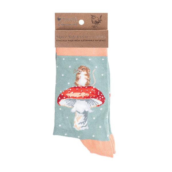 Wrendale Designs by Hannah Dale Ladies Blue Socks - He's A Fun-Gi