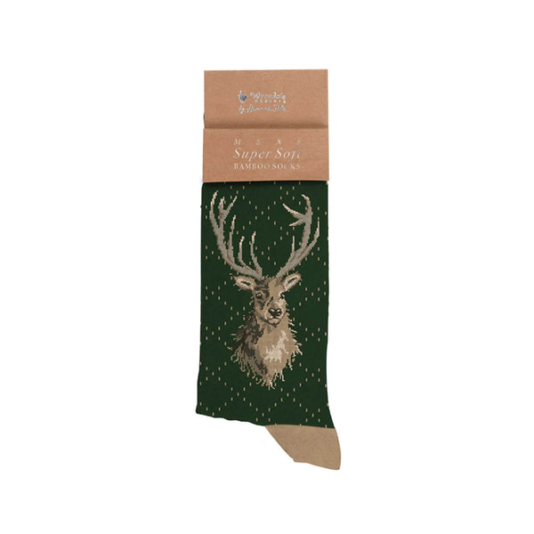 Wrendale Designs Mens Bamboo Socks One Size 7-11 - Portrait Of A Stag