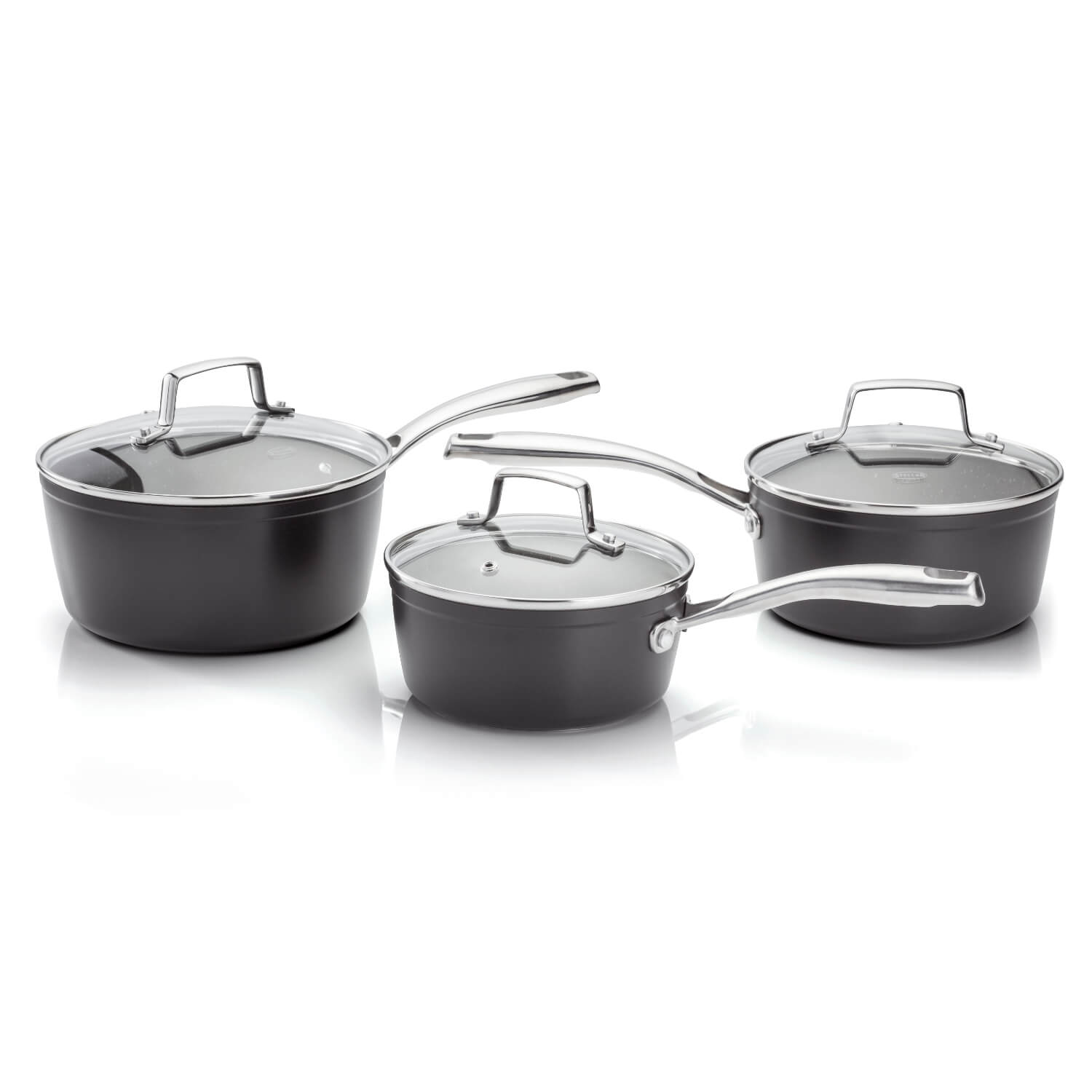 Stellar Rocktanium - Set Di 5 Pentole Antiaderenti Con Coperchi In Vetro, Adatte A Induzione, Rivestimento QuanTanium Al Titanio, Pentole Per Cucina Sana, Lavabili In Lavastoviglie