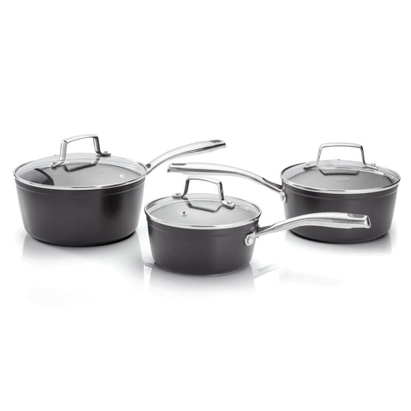 Stellar Rocktanium 3-Piece Non-Stick Saucepan Set with Glass Lids