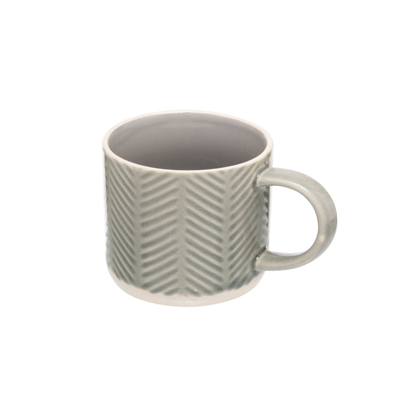 Siip Embossed Chevron Stoneware 300ml Mug - Grey