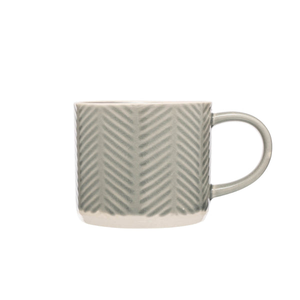 Siip Embossed Chevron Stoneware 300ml Mug - Grey