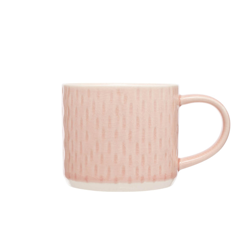Siip Embossed Stoneware Teardrop 300ml Mug - Pink