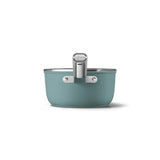 Smeg Cookware 20cm Non-Stick Ceramic Coated Saucepan - Matte Emerald Green