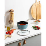 Smeg Cookware 20cm Non-Stick Ceramic Coated Saucepan - Matte Emerald Green