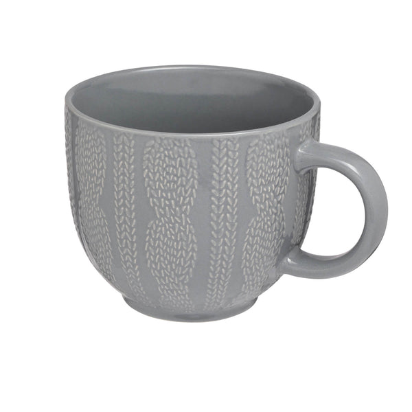 Siip Embossed Knit Stoneware 420ml Mug - Grey