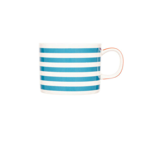 Siip Horizontal Stripe Short China 300ml Mug - Blue