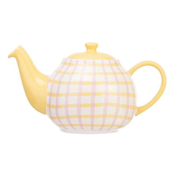 Siip 6 Cup Stoneware Teapot - Gingham Pink