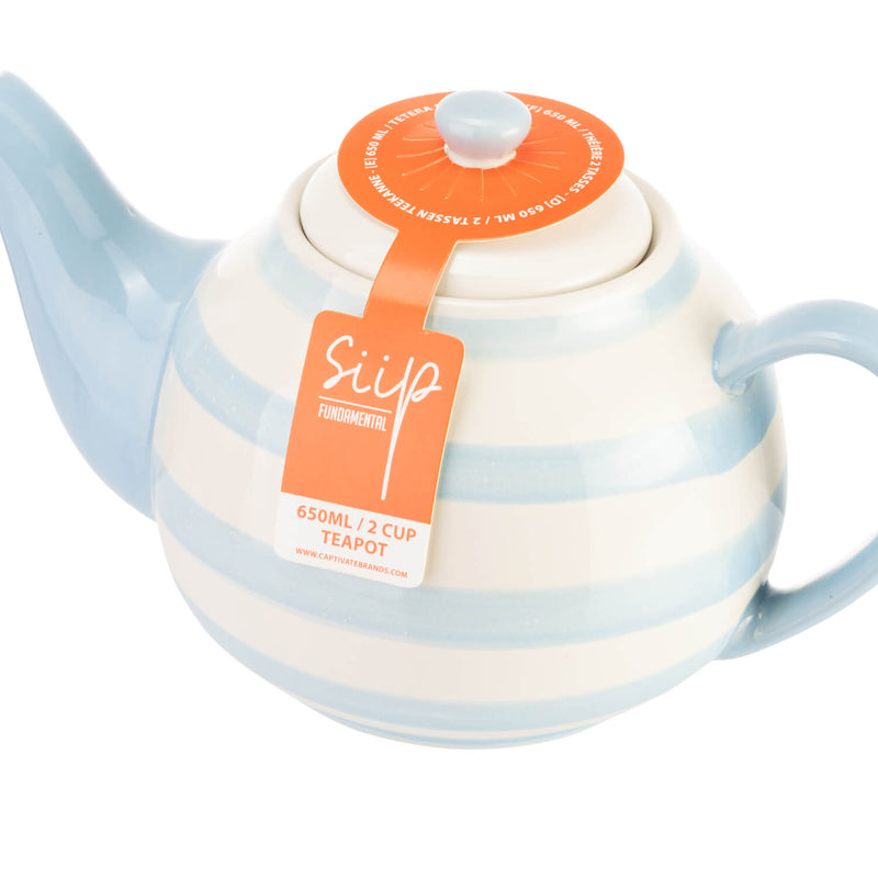Siip 2 Cup Stoneware Teapot - Horizontal Blue Stripe