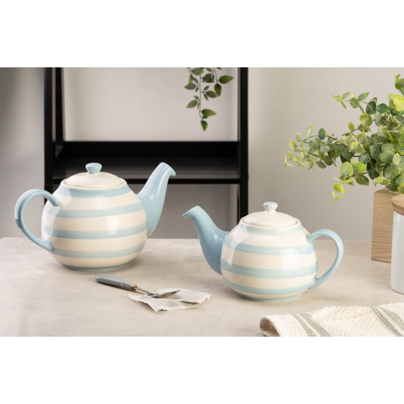 Siip 2 Cup Stoneware Teapot - Wide Blue Stripe