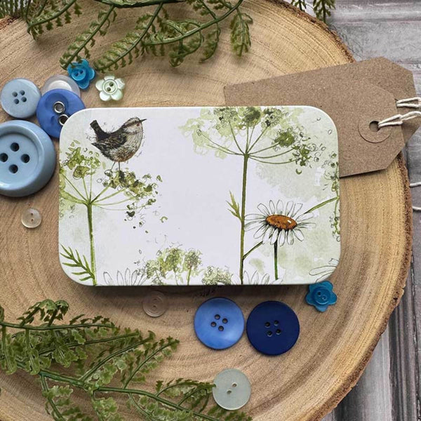 Alex Clark Small Rectangular Tin - Wren & Daisies