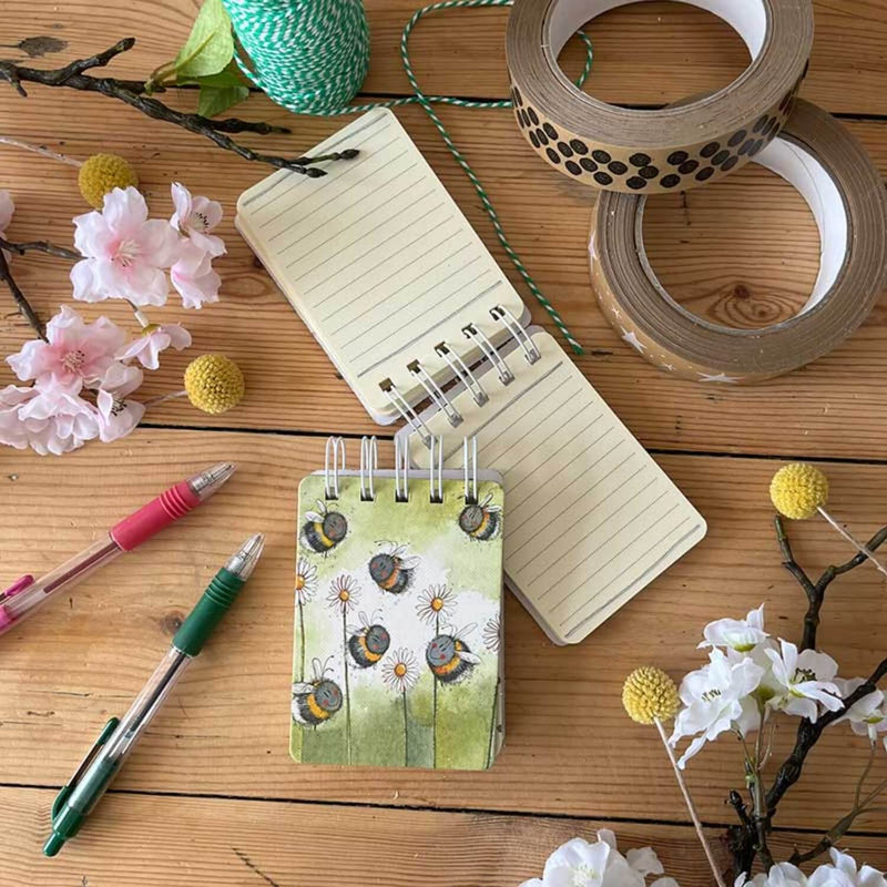 Alex Clark Small Spiral Bound Notepad - Bees & Daisies