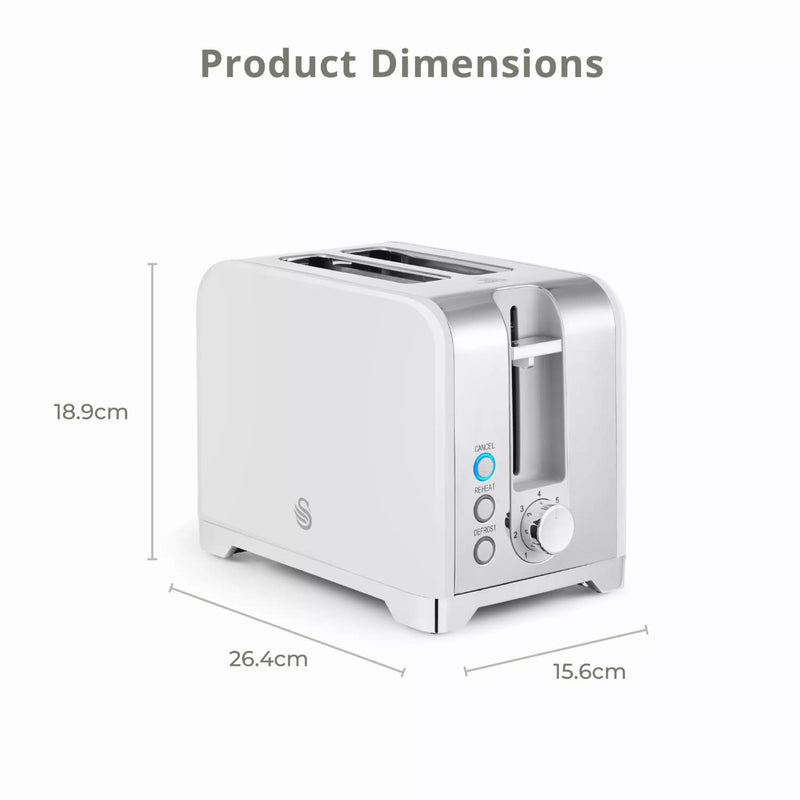 Swan Solace 2-Slice Stainless Steel Toaster - Gloss White