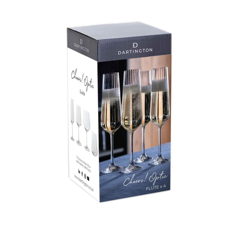 Dartington Cheers Optic Champagne Flute Glasses - Set Of 4