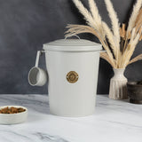 Scruffs Cantina 12 Litre Steel Pet Food Storage Canister & Scoop - Light Grey