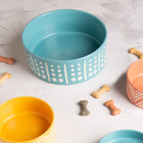 Scruffs Aztec 19cm Stoneware Pet Bowl - Turquoise Blue