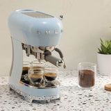 Smeg 50's Style Retro ECF02 Espresso Coffee Machine - Pastel Blue