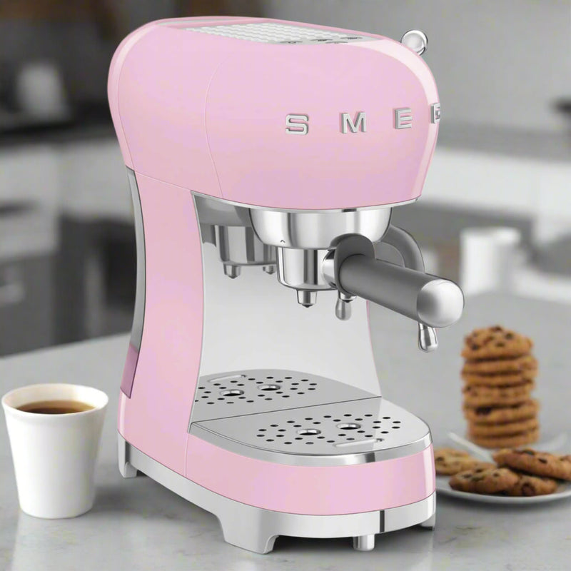 Smeg 50's Style Retro ECF02 Espresso Coffee Machine - Pink