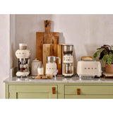Smeg 50's Style Retro ECF02 Espresso Coffee Machine & CGF11 Coffee Grinder - Cream
