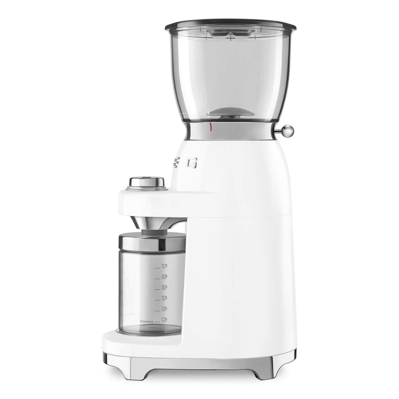 Smeg 50's Style Retro ECF02 Espresso Coffee Machine & CGF11 Coffee Grinder - White
